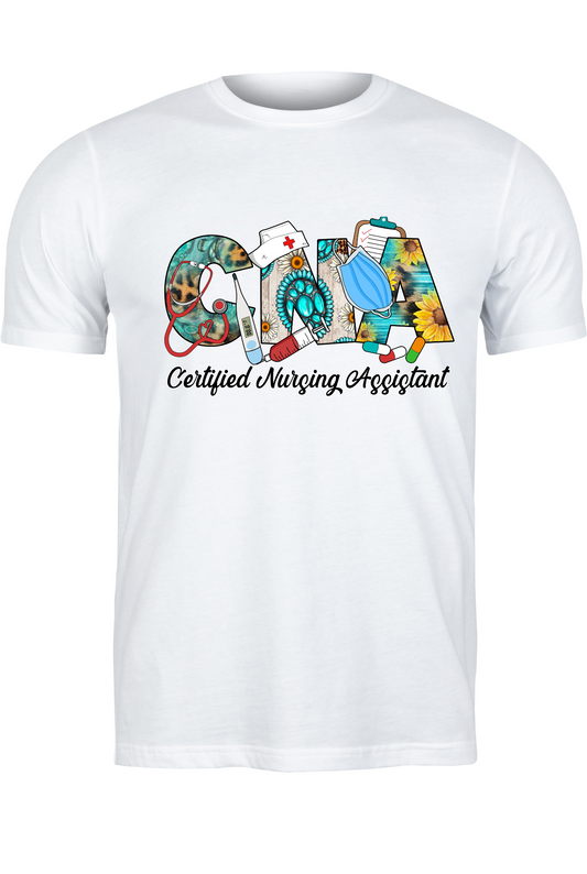 CNA T-shirt Leopard and Sunflower Letters