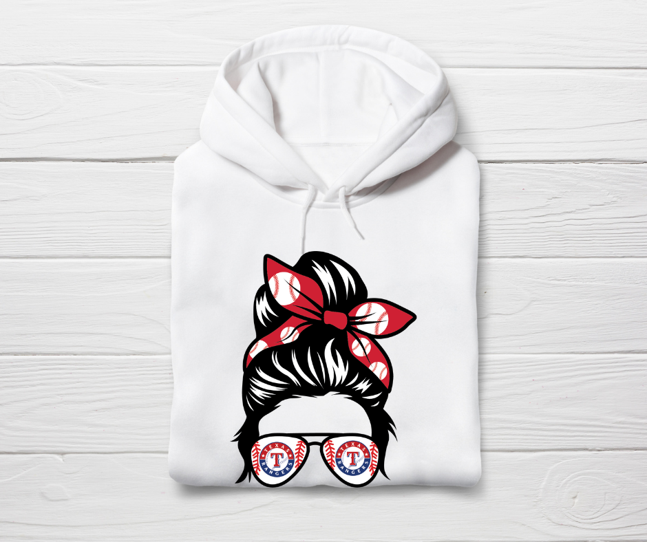 MLB - Texas Rangers T-Shirts & Hoodies - Messy Hair Bun
