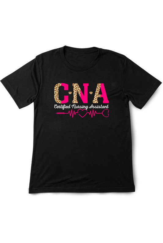 “Leopard and Pink CNA” T-Shirt