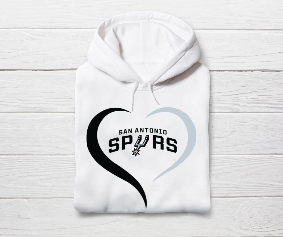 San Antonio Spurs T-shirt or Hoodie - Heart Black and Grey